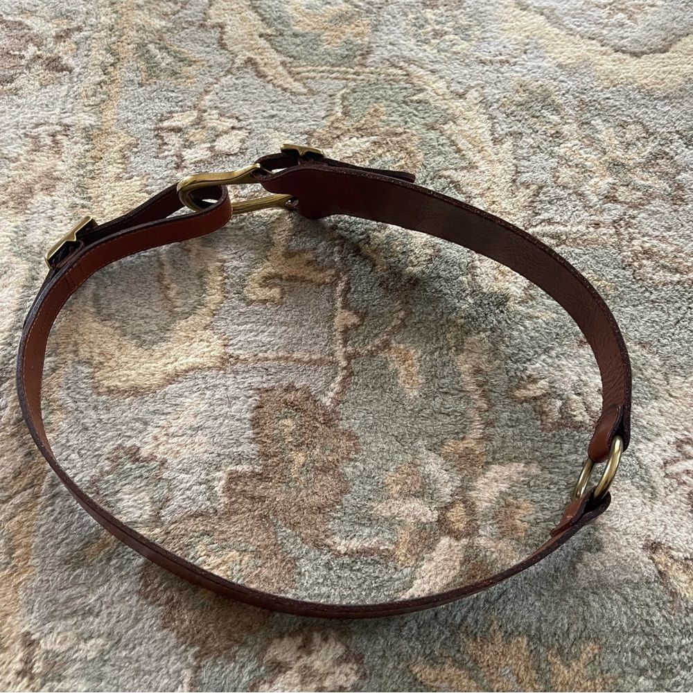 Lauren Ralph Lauren Brown Leather Equestrian Hook Buckle Waist Belt Womens Large - Picture 4 of 7